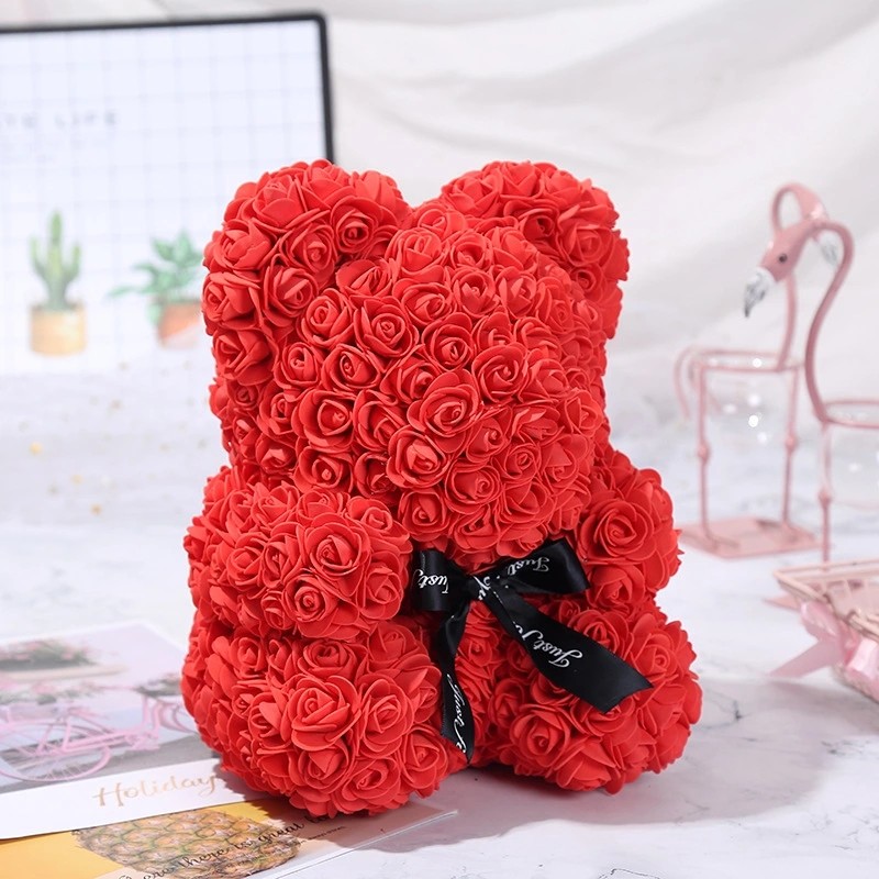 2020 Lovely Christmas Gift Rose Bears New Size 30cm Foam Roses Teddy Bear