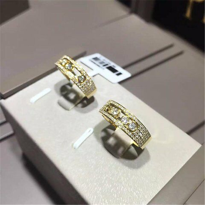 Luxury jewelry Luxury Jewelry Three drill sliding ring material 18k white gold yellow gold rose gold diamond ring