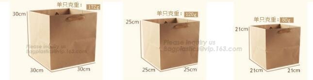 Customized Red Printed Kraft Paper Shopping Bag with Ribbon Handles and Bowknot,Kraft Paper Shopping Bag with Kinds off