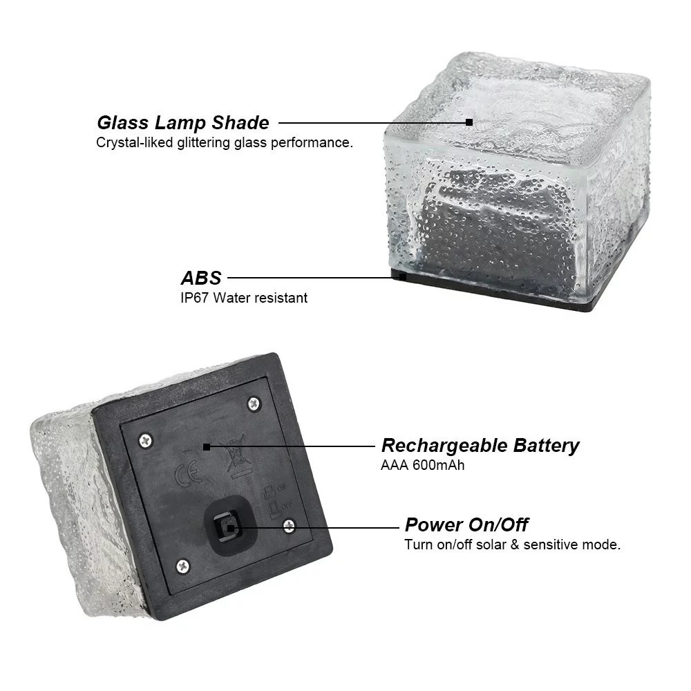 Environmental Friendly Solar Powered LED Ground Lights Creative Cube Rock Stone Shape