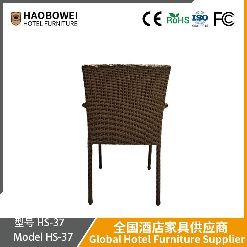 Outdoor Leisure Classic Rattan Chair on Open-Air Balcony, Waterproof and Sunscreen Rattan Woven Table and Chair for Outdoor Hotels, Beaches and Seaside.