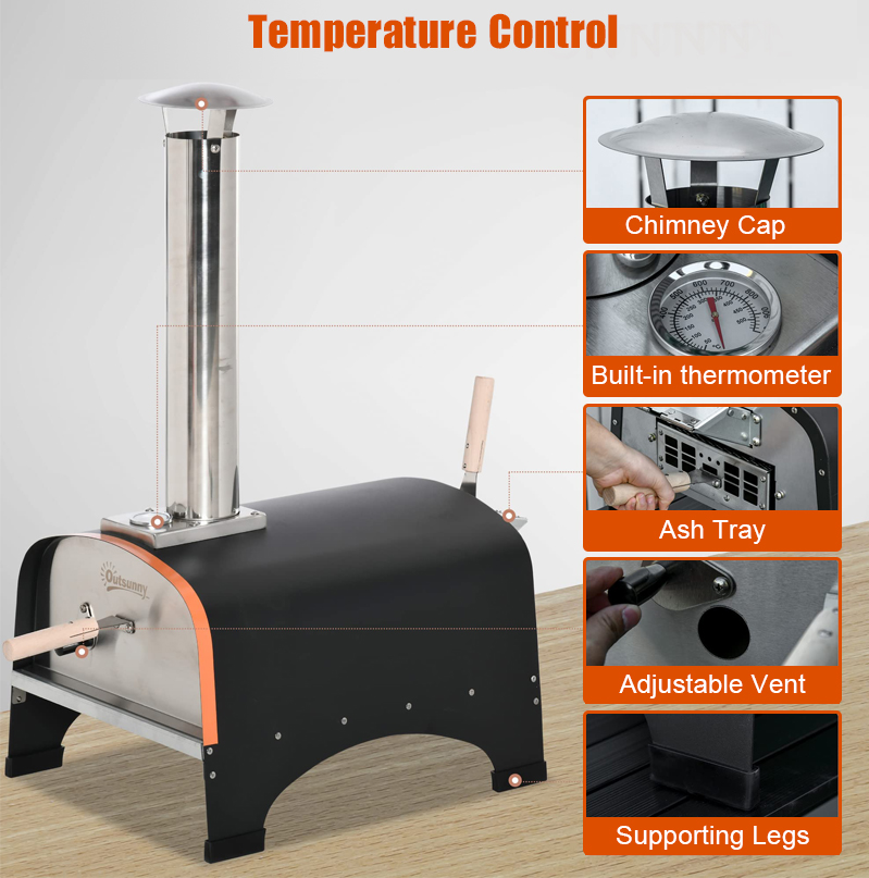 Outdoor Garden Patio Pizza Oven with Pizza Stone and App-Controlled Wood Fired Design