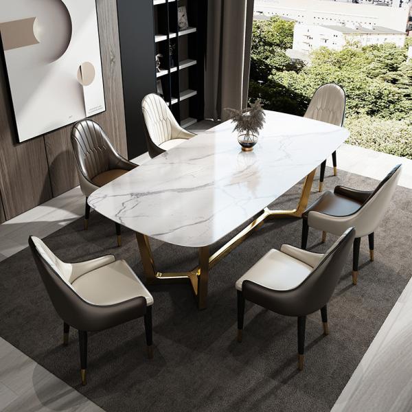 Stainless Steel Rectangular Square Marble Top Dining Table OEM ODM