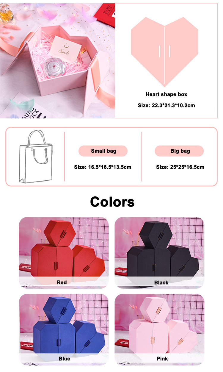 Custom Packaging Box Luxury Wedding Gift Box Heart Shape Cardboard Gift Box With Ribbon