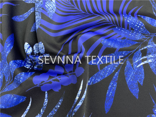 Sapphire Leaf Sustainable Poly Stretch Leggings Fabric Moisture Wicking