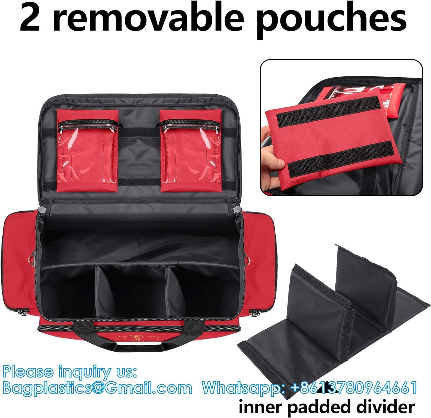 Emergency Responder Trauma Bag Empty, Professional First Aid Kits Storage Medical Bag With Inner Dividers Anti-Scrat