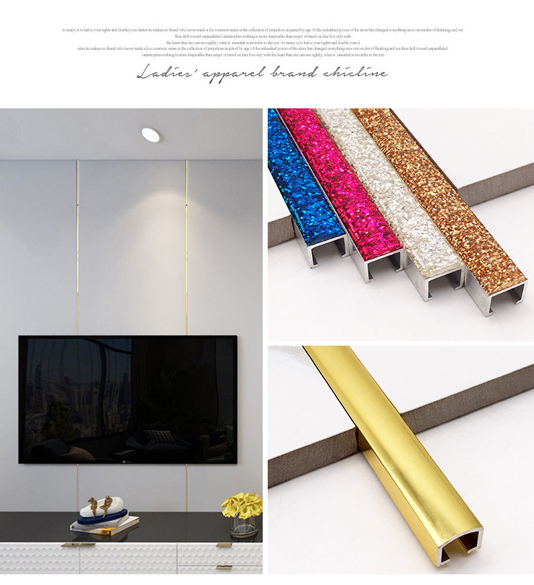 Silver Aluminum Tile Trim Edge Decorative Strip U Shape Gap Covering Trim
