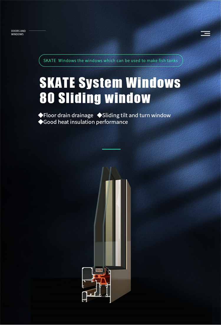 Modern Bathroom Aluminum Slim Thermal Break Sliding Windows with Strong Designer Team