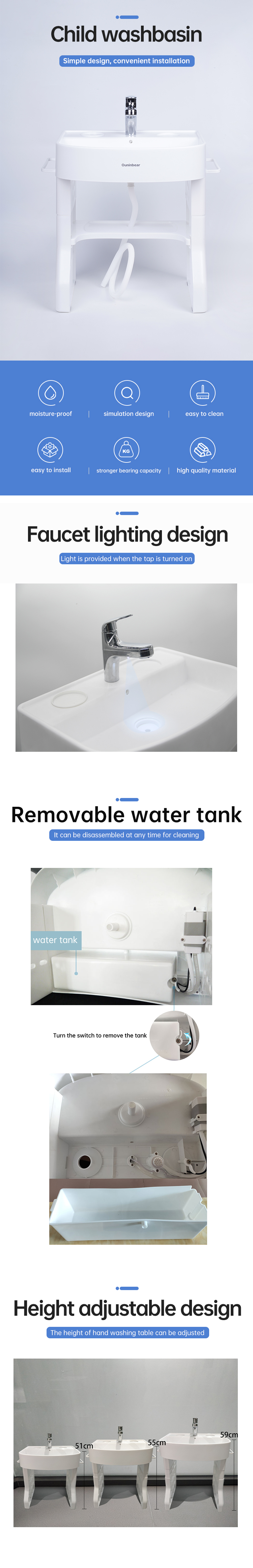 EN71 Certified CPC Plastic Children Hand Wash Basin Stand for Training Your Baby