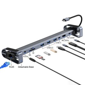 USB 3.1 Interface Type 10 In 1 Type C Hub For High Speed Data Transfer And
