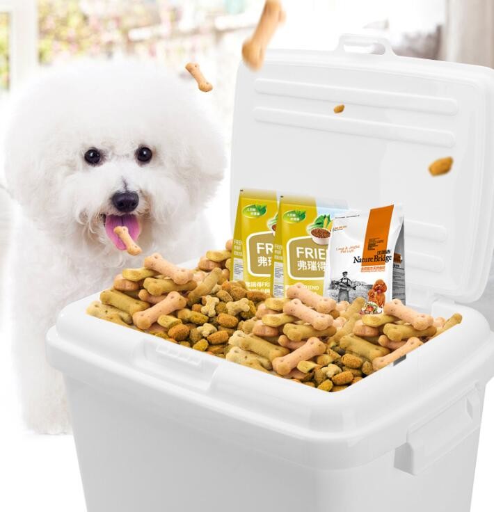 40L 15kgs 17lbs high quality stocked customized pet food storage container bucket dispenser dog food can box for dog cat