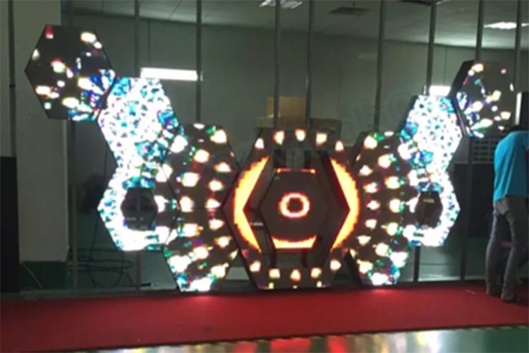 full color rgb matrix control mini hexagon led display for DJ booth customized