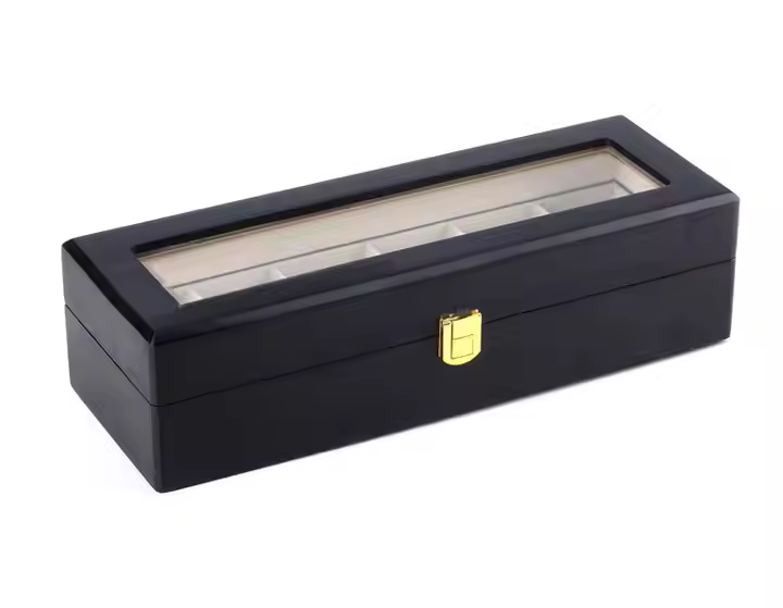 Premium Wooden 6 Slots Watch Box for Men Elegant Solid Wood Design. Perfect for Watch Storage and Display