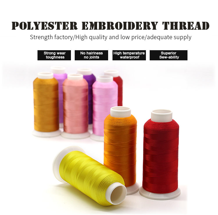 Mercerized Polyester 120D/2 100% Polyester Machine Embroidery Thread for USA Embroidery