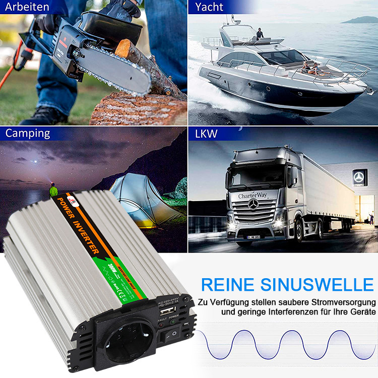 Stable 300W Modified Sine Wave Power Inverter Portable Aluminum