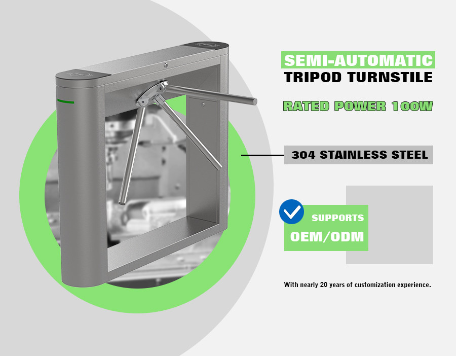 HCW Security Tripod Turnstile Gate Access Control Face Recognition Turnstile for Gyms Scenic Area