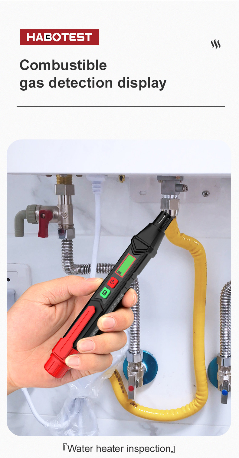 HT60 Gas Leak Detector Combustible Gas Detector Sound & Screen Alarm For Natural Methane