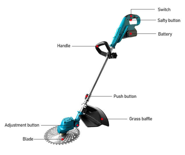 21v Electric Battery Powered Grass Trimmer Brush Cutter Cordless String Trimmer
