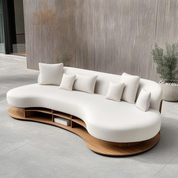 Italian Velvet Sofa Fabric Leisure Curved Couch Set Modern Unique Living Room