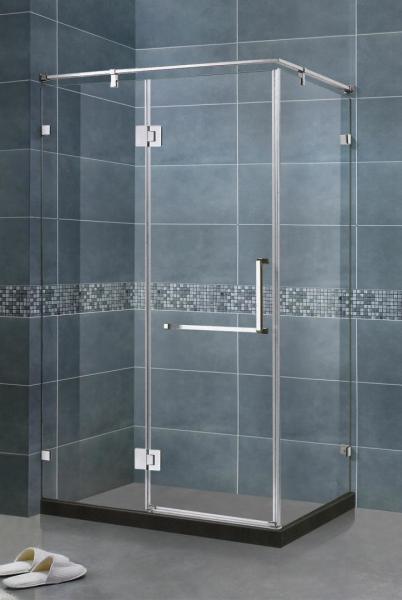 90 Degree Magnetic Seals Shower Screens Tempered Glass SS Support Bar and Hinge