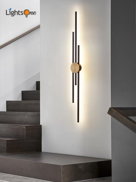 Luxury minimalist bedroom bedside long wall light creative living room TV