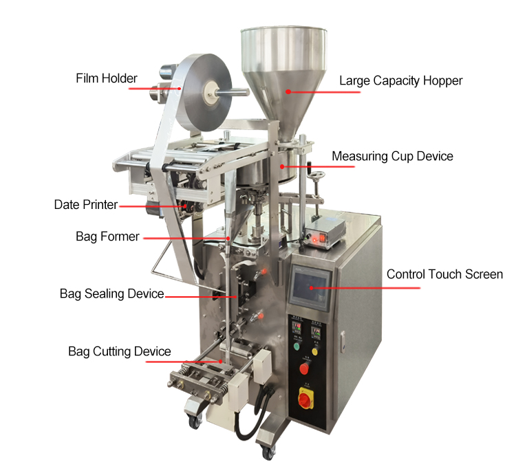 320mm Vertical Form Fill Seal Packaging Machines 50g Sugar Stick