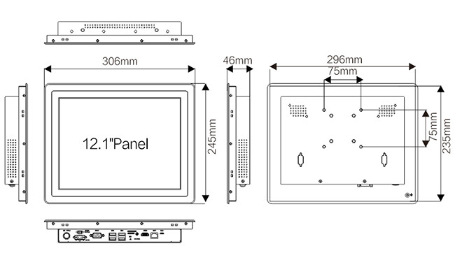 DDR3 2G Android Touch Panel PC , 12.1'' All In One Android Computer