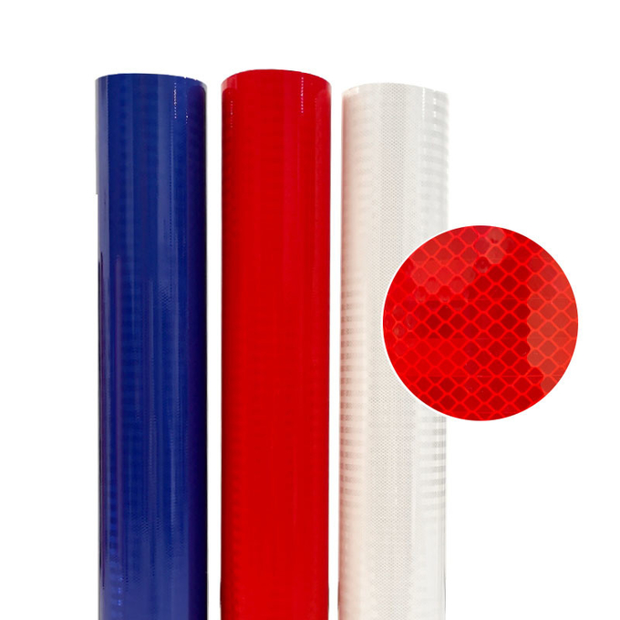 1.22*45.72m Red Reflective Film Durable Prismatic Reflective Sheeting For Safety Signs