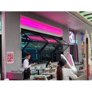 Slim-Profile Frameless Folding Window Illusion Creating Near-Invisible