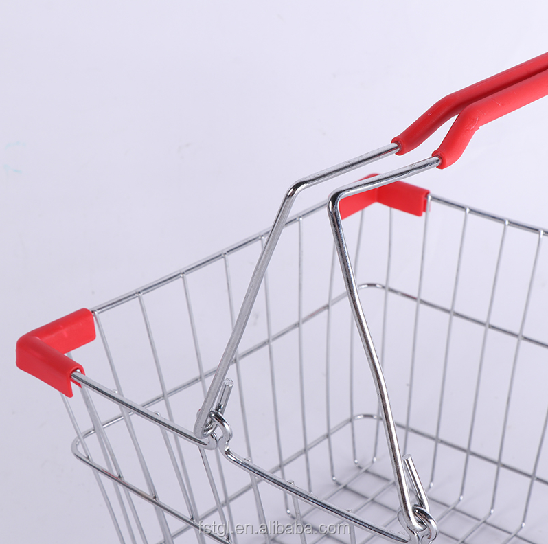 15kgs Weight Capacity Zinc or Chrome Plated Wire Mesh Metal Shopping Basket for Store