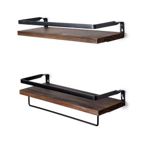 Powder Coated Decorative Storage Towel Rack Floating Shelf Brackets with Rails
