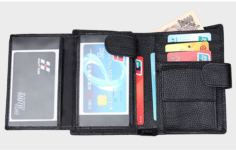 Men's Cowhide Wallet with Custom Logo RFID Blocking and Money Clip in Vintage Design
