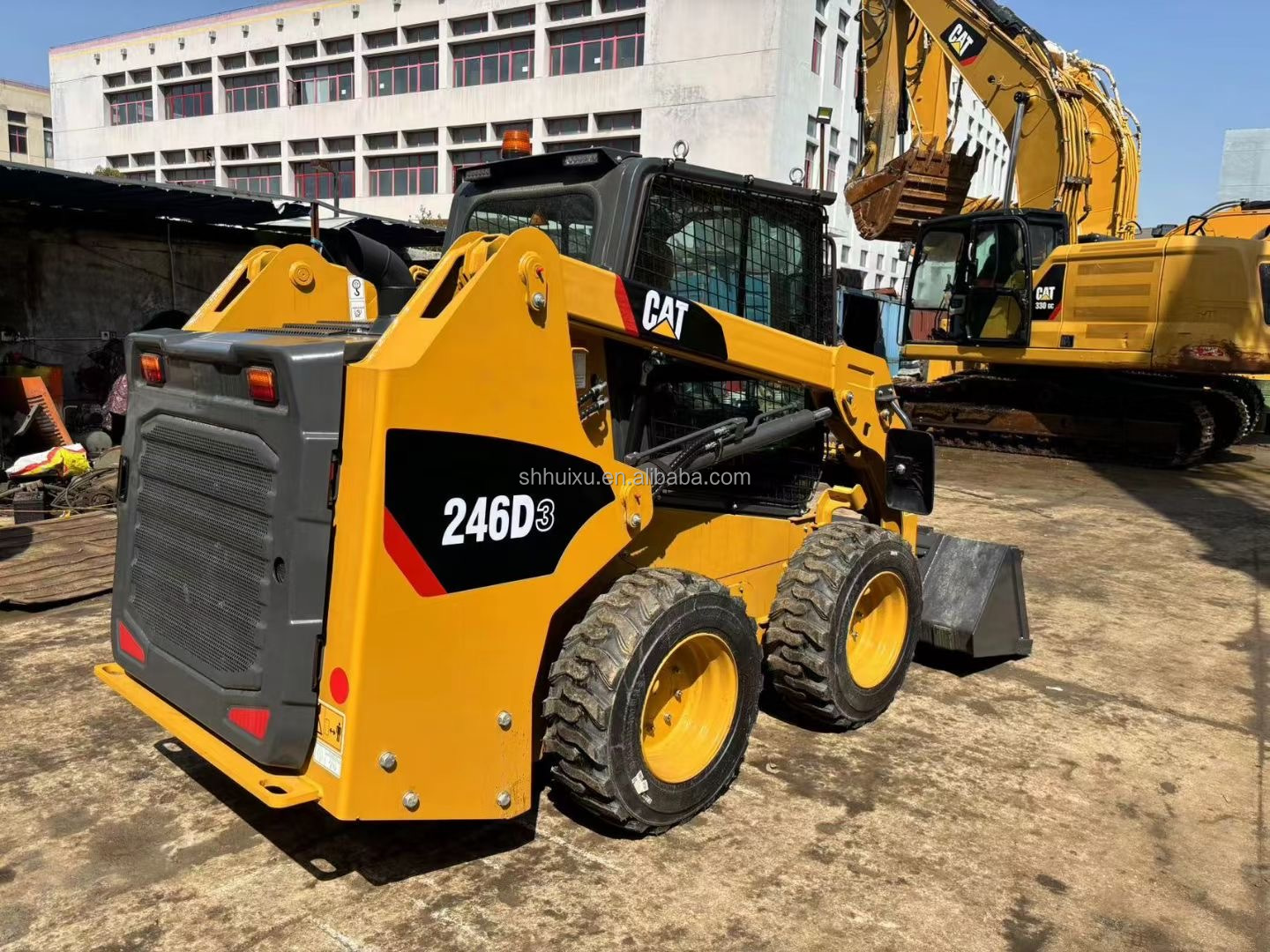 used Slip machine CAT 246D3 Caterpillar wheel excavator japan original wheel excavators