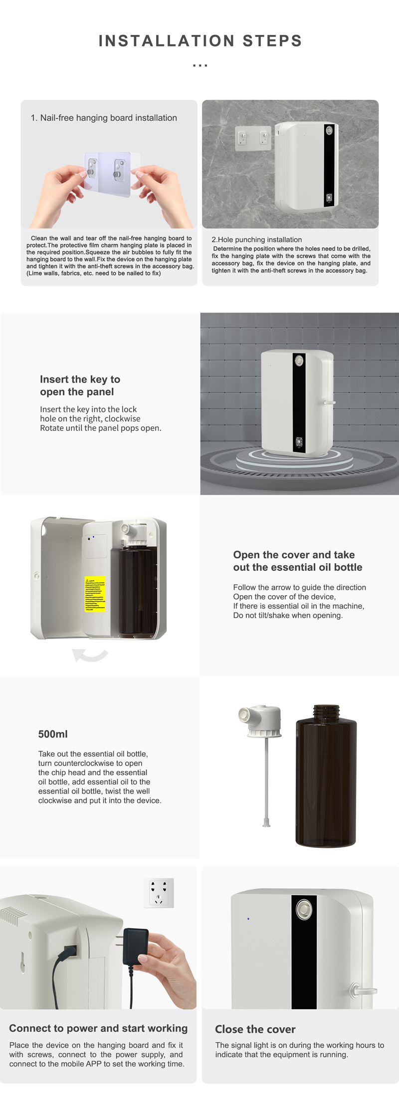 HOMEFISH 500ml Smart Scent Air Machine HVAC Oil Diffuser DC 12V