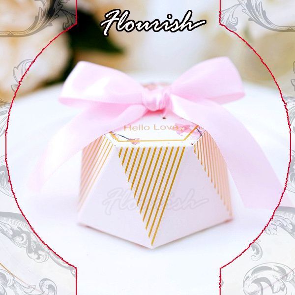 Hot Foil Gold Stamping Stripe Style Candy Chocolate Gift Packaging Paper Box for Wedding Festival Holiday Birthday Party