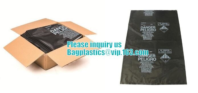 Hazardous Waste Yellow Plastic Bag Asbestos Garbage Bag,large size thicker LDPE asbestos remove bags,asbestos garbage ba
