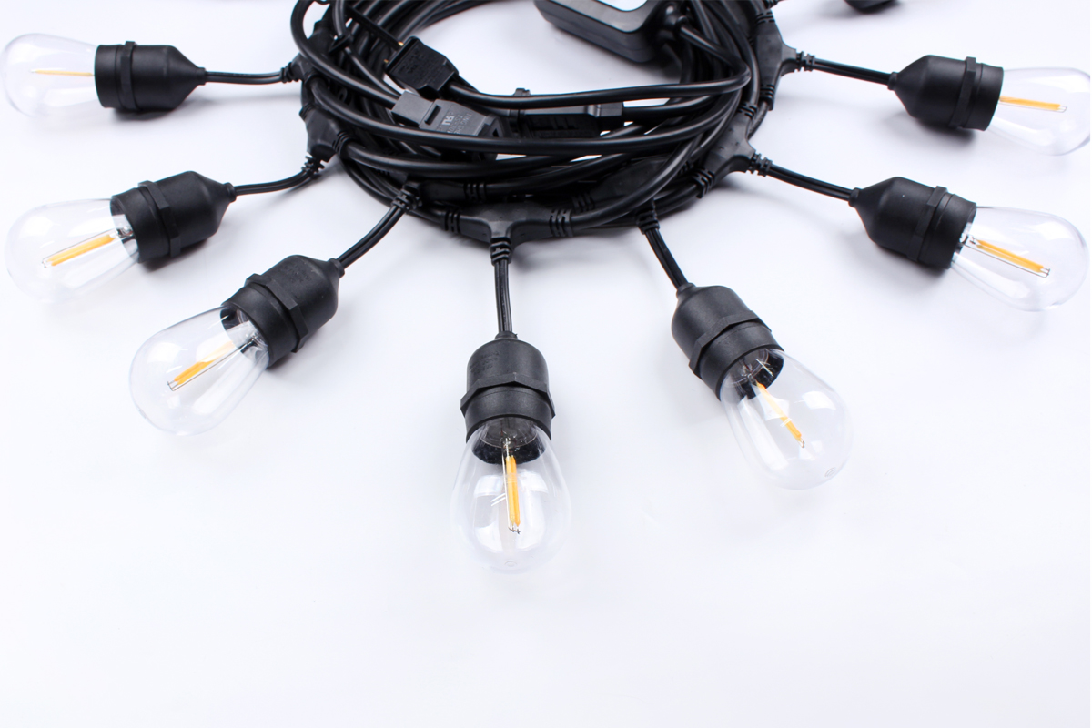 Warm White/Nature White Waterproof Outdoor S14 Edison Bulbs String Lights Connectable Remote Control Shatterproof Festoon Lights
