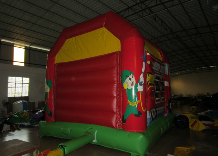 Cheap price inflatable fire engine jumping PVC inflatable bouncer house inflatable fire truck jumping
