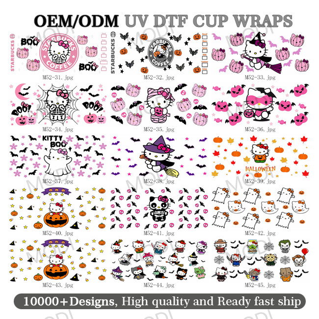 Customizable Halloween UV DTF Transfers For Glass Tumblers With Over 1000 Designs