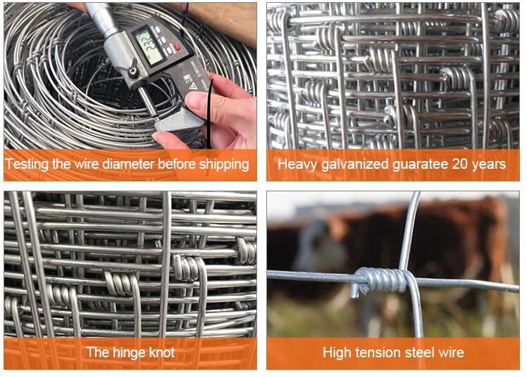 Rustproof 6ft Height Hinge Joint Field Fence With Galvanized Wire