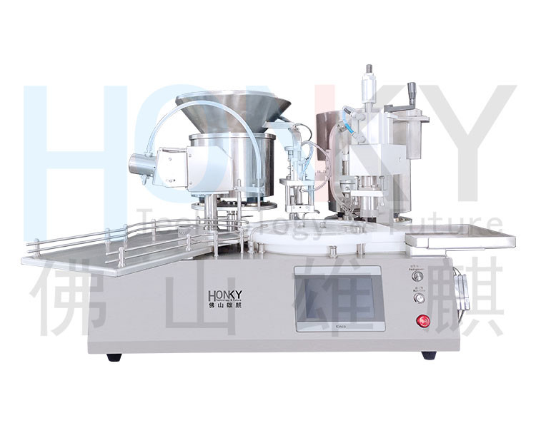 Desktop Automatic 10ml Glass Vial Filling Capping Machine With Automatic Cap Loading Function For Pharma Industry