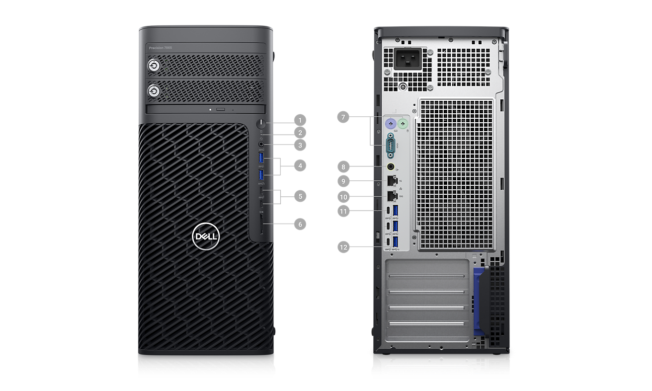 Dell Precision 7865 AMD 5945WX 8G 512G 2T T400-4G GPU 1350W Workstation for Computing