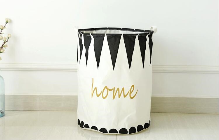 Ramie Cotton Foldable Laundry Basket Cylindric Burlap Canvas Storage Basket