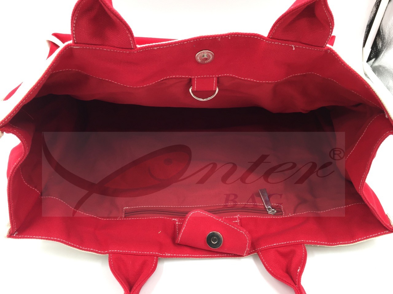 Red Canvas Travel Tote Bags Slides Over Luggage Handle Customized Logo