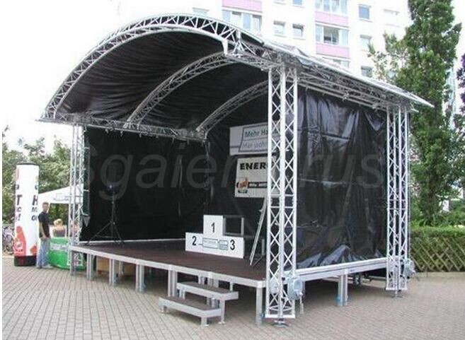 White Cover 6Pillars 450*450MM Truss Size 12*12*7M Lighting Global Stage Lighting Truss / Outdoor Metal Arc Roof Trusses