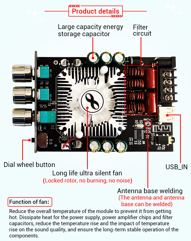 ZK-1602T 2*160W 2.0 Channel Class d Audio Stereo Amplifier Board Bass AMP TDA7498E BT 5.0 Subwoofer Amplifier Board ZK-1602T