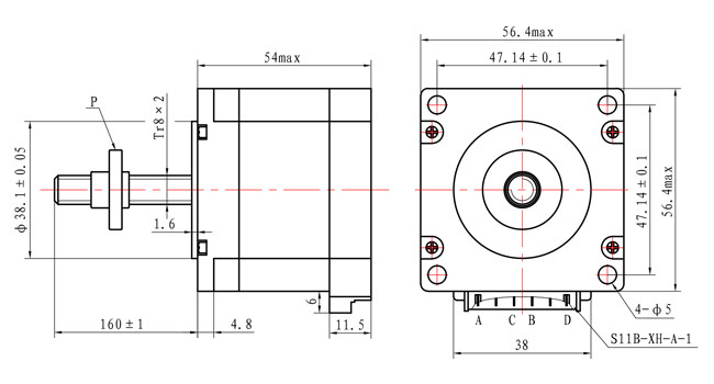 External Lead Srew Stepper Motor NEMA 23 2.8A 1N.M Captive Stepping Motor