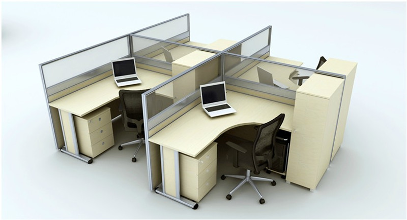 Full High Office Furniture Partitions / L & T Shaped Office Workstation Table