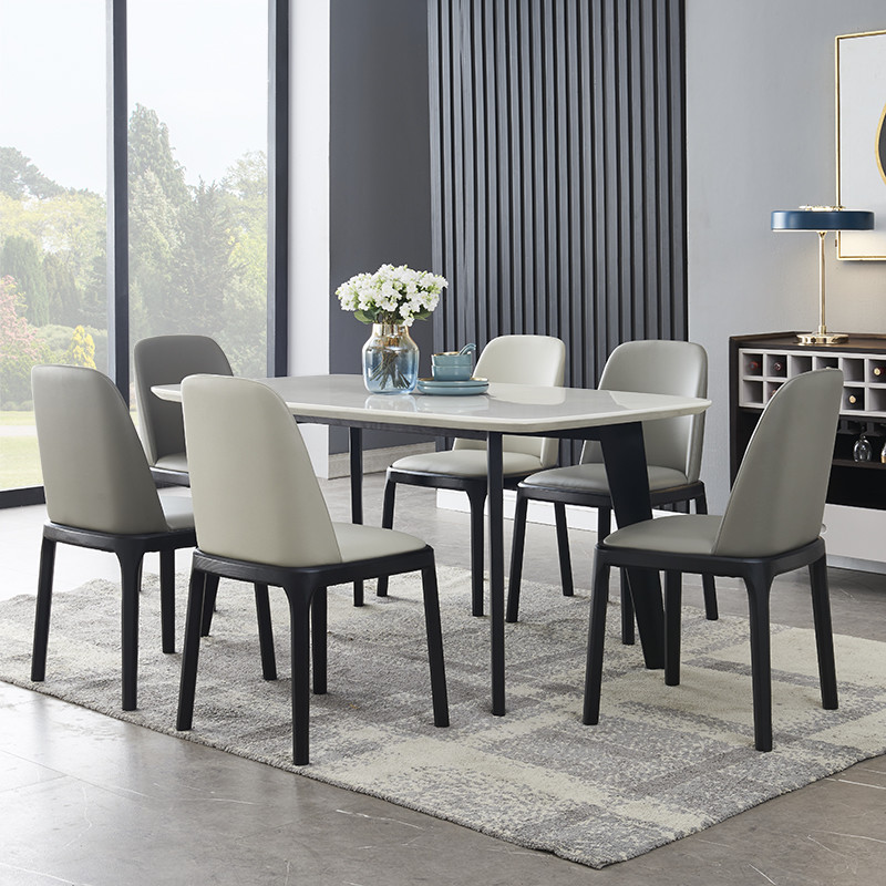 Solid wood base and PU leather cushion high quality arm / armless ash dining chair with micro fiber leather