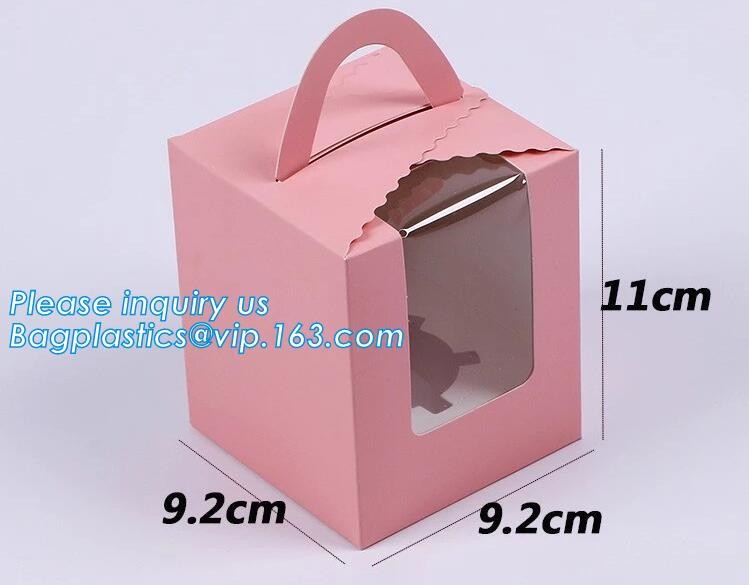 Wholesale custom Paper Cookies packing Cake Box with PVC window,Wholesale Plastic Square Birthday Wedding Packaging Clea
